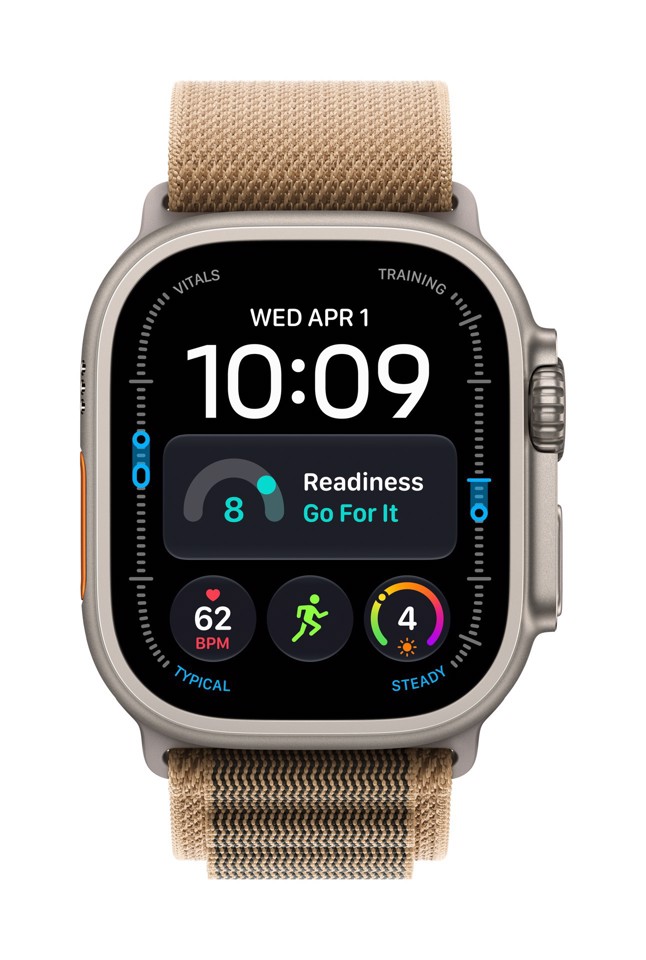 Apple Watch Ultra 4 GPS + Cellular, Cassa 49 mm in titanio naturale con Alpine Loop duna - M