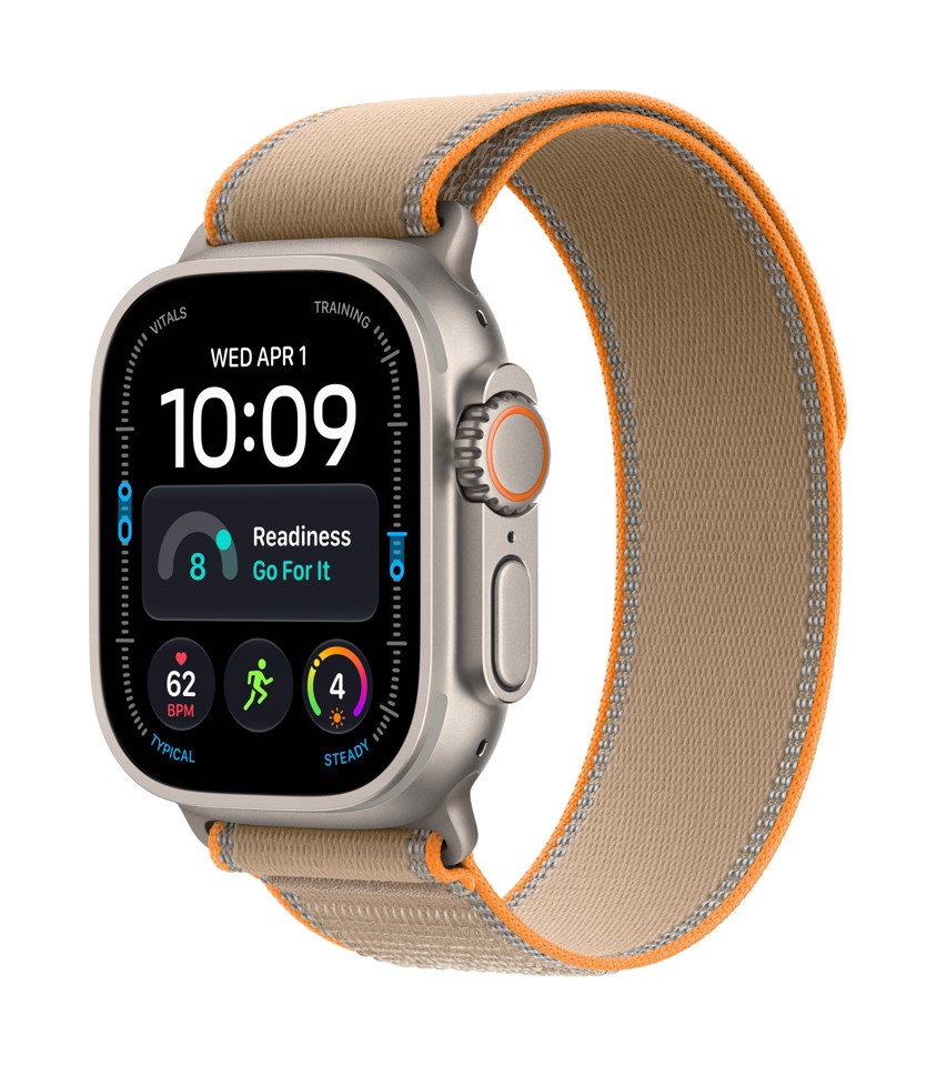 Apple Watch Ultra 4 GPS + Cellular, Cassa 49 mm in titanio naturale con Trail Loop sabbia - M/L