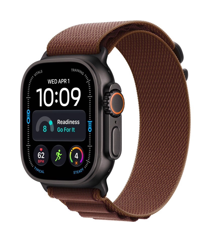 Apple Watch Ultra 4 GPS + Cellular, Cassa 49 mm in titanio nero con Alpine Loop borgogna - M