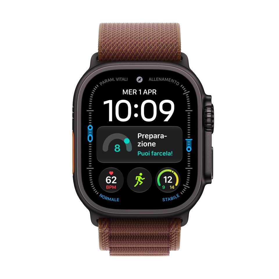 Apple Watch Ultra 4 GPS + Cellular, Cassa 49 mm in titanio nero con Alpine Loop borgogna - S