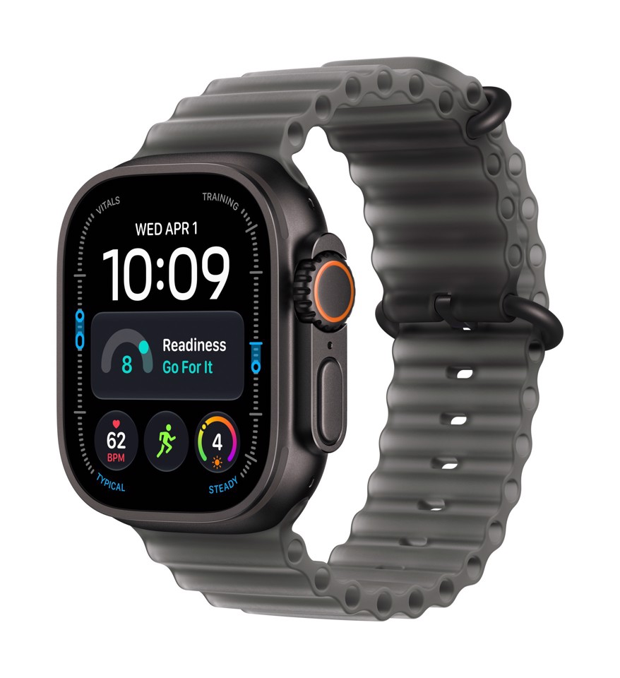 Apple Watch Ultra 4 GPS + Cellular, Cassa 49 mm in titanio nero con cinturino Ocean nero traslucido