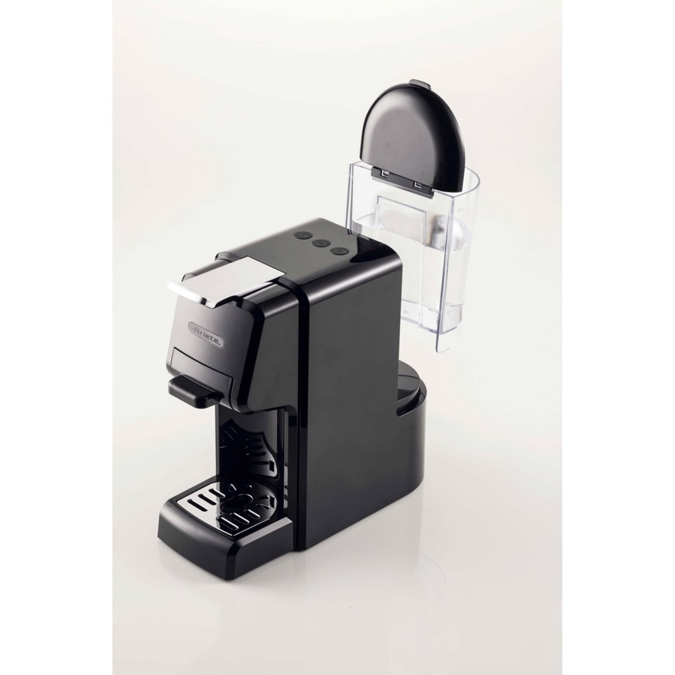 Ariete 1304/1 Macchina da caffè a cassetti, 1350W, Capacità serbatoio 0,7L, Pressione 19 bar, 2 tipologie di caffè, Capsule Nespresso* e Dolcegusto*, Cialde e Polvere, Nero