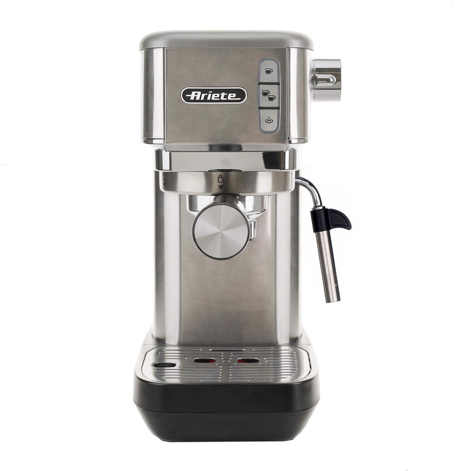 Ariete 1380 Macchina da caffè in metallo, compatibile con caffè in polvere e cialde ESE, 1300 W, Capacità 1,1 L, 15 bar di pressione, Filtro 1 o 2 tazze, Dispositivo Cappuccino, Silver