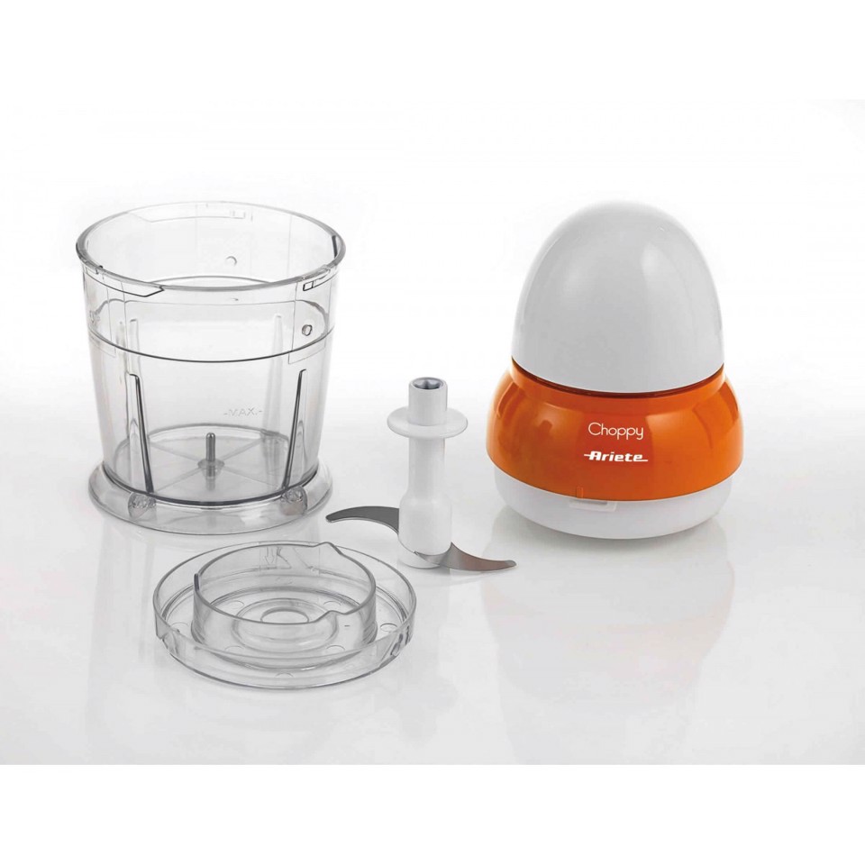 Ariete 1836 Choppy - Tritatutto con lame in Acciaio Inox - si avvia premendo il coperchio - 250 ml - 160 Watt - Arancione