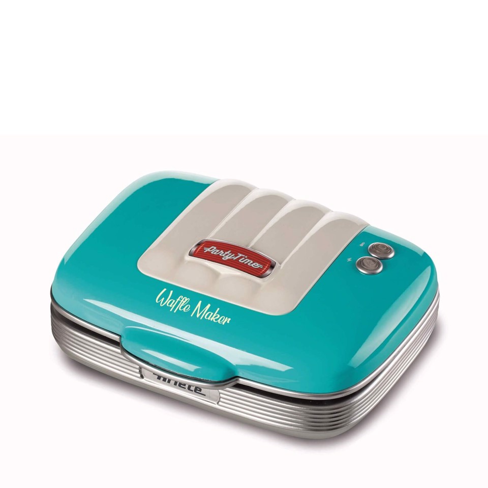 Ariete 1973 Waffle Maker Party Time - Piastra Elettrica per Waffle - Piastre Antiaderenti - 700 Watt - Celeste