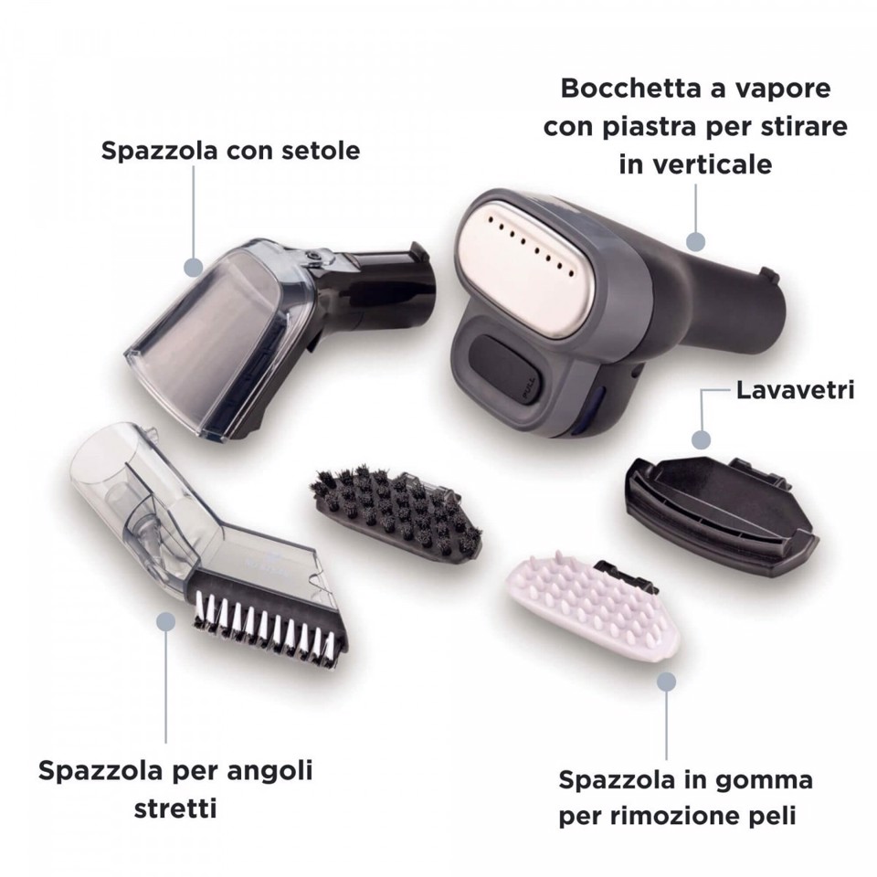 Ariete 2484 Spot Cleaner Steam PRO 5in1, Lavatappeti e pulitore a vapore, Elimina macchie da interni Auto, Divani, Moquette, Materassi, tappeti, 1800W, 3 modalità di pulizia, Elevata potenza aspirante, Pet care, 2 serbatoi