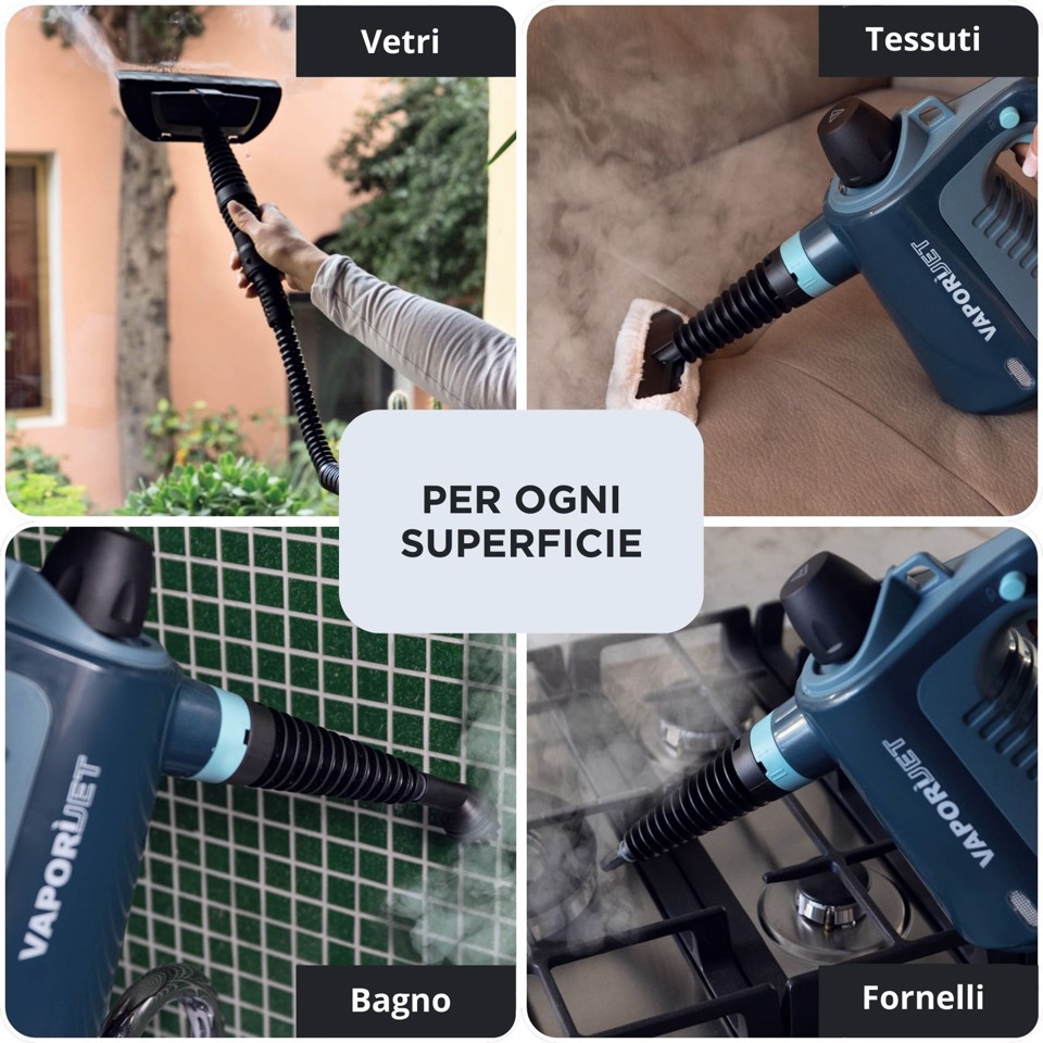 Ariete 4137 Vaporì Jet, Pistola a Vapore, Vapore pronto in 3 minuti, Pressione 3,5 bar, Kit di accessori in dotazione