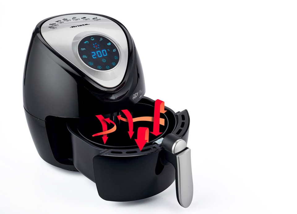 Ariete 4616 Airy Fryer Digital, Friggitrice ad Aria Digitale, Capacità 2,6 L, 1300 W, Time ‘60 minuti, 7 programmi, Nera