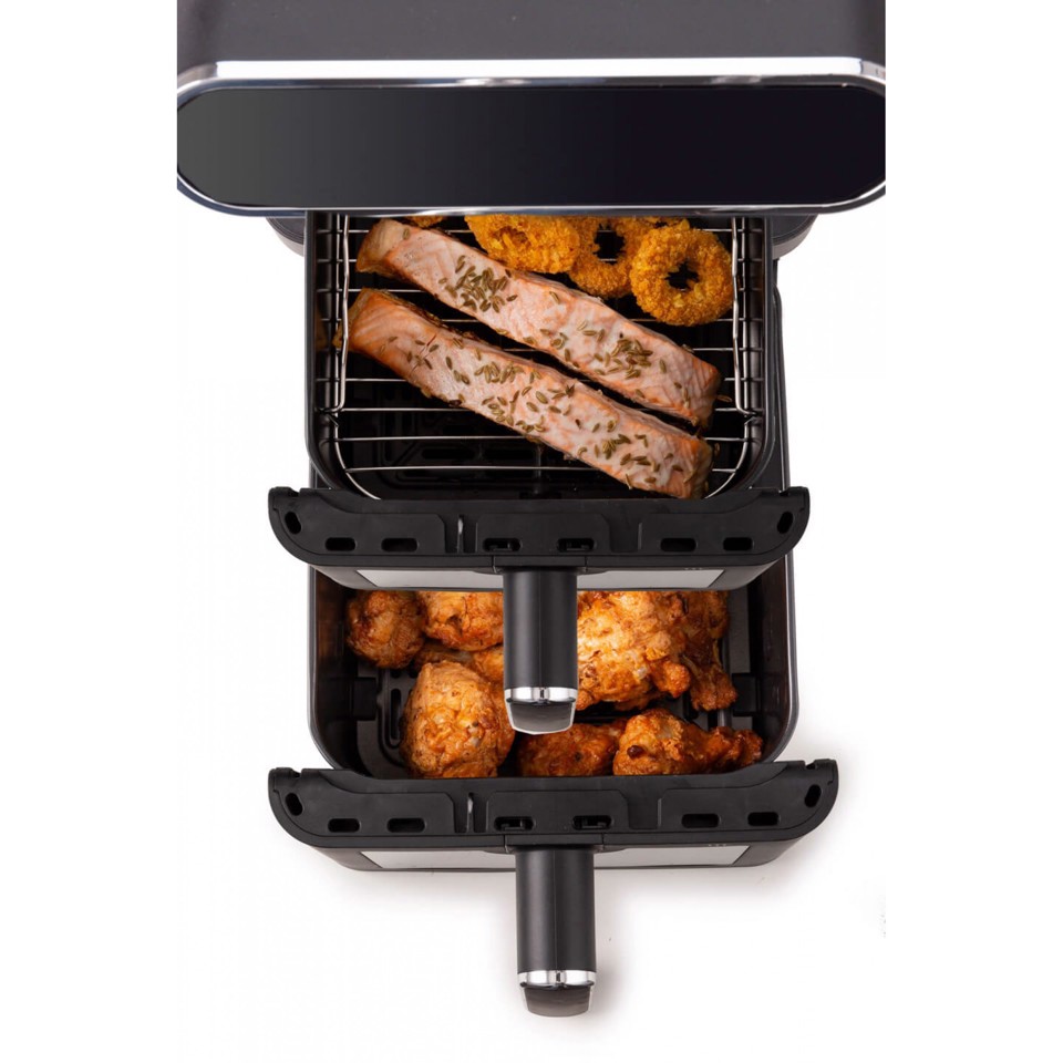 Ariete 4640 Air Fryer Vertical DUO, Friggitrice ad aria doppia verticale, 2460W, 11L, Due cestelli, Sync e Dual, 6 programmi, Funzione Grill, Fino a 200°C