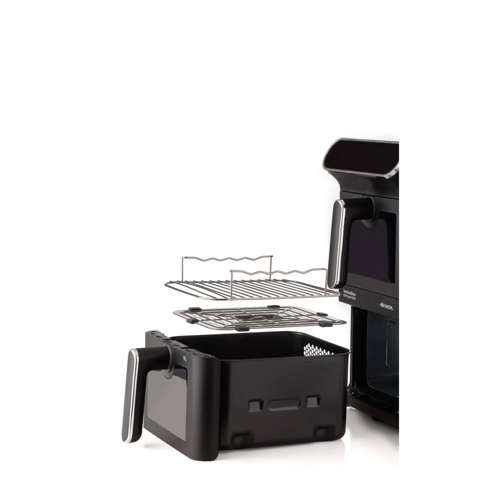 Ariete 4640 Air Fryer Vertical DUO, Friggitrice ad aria doppia verticale, 2460W, 11L, Due cestelli, Sync e Dual, 6 programmi, Funzione Grill, Fino a 200°C