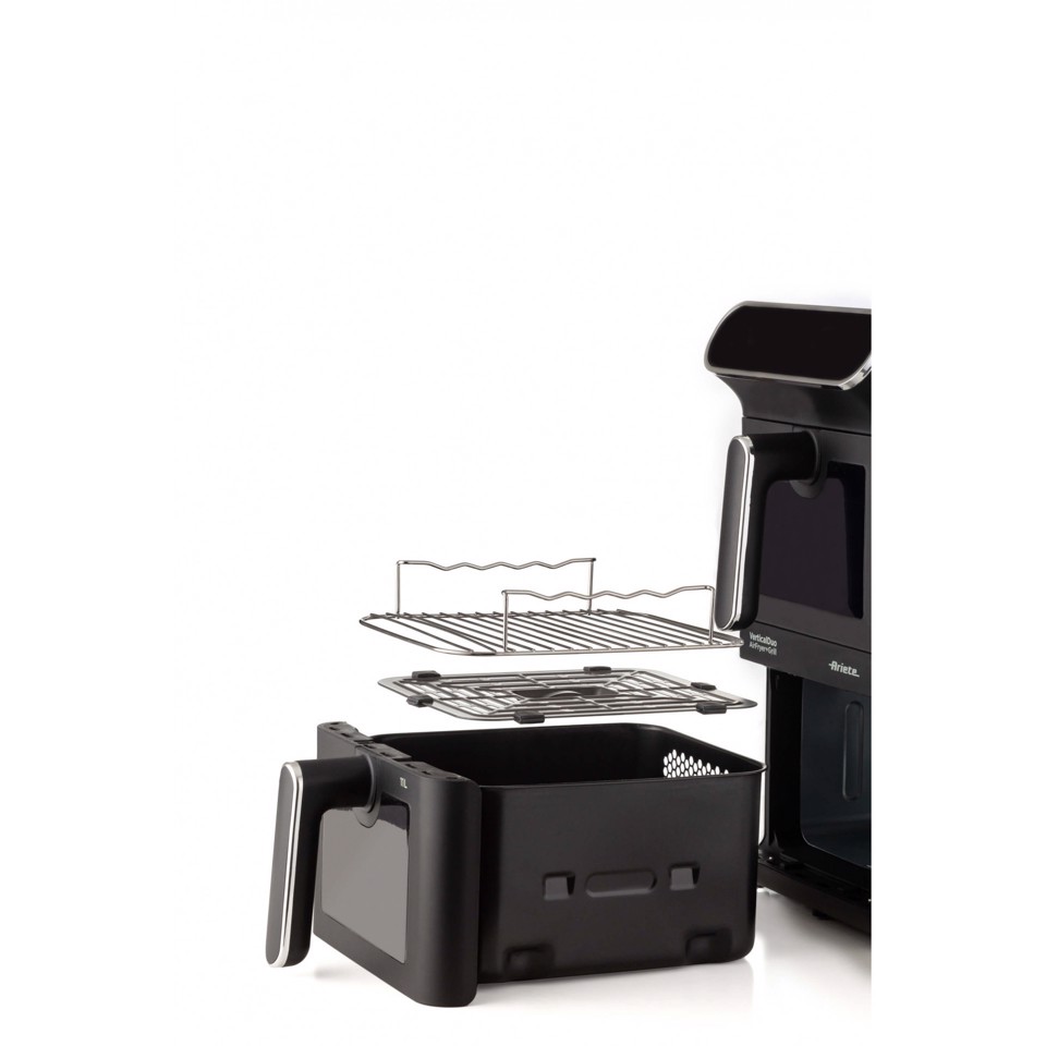 Ariete 4640 Air Fryer Vertical DUO, Friggitrice ad aria doppia verticale, 2460W, 11L, Due cestelli, Sync e Dual, 6 programmi, Funzione Grill, Fino a 200°C