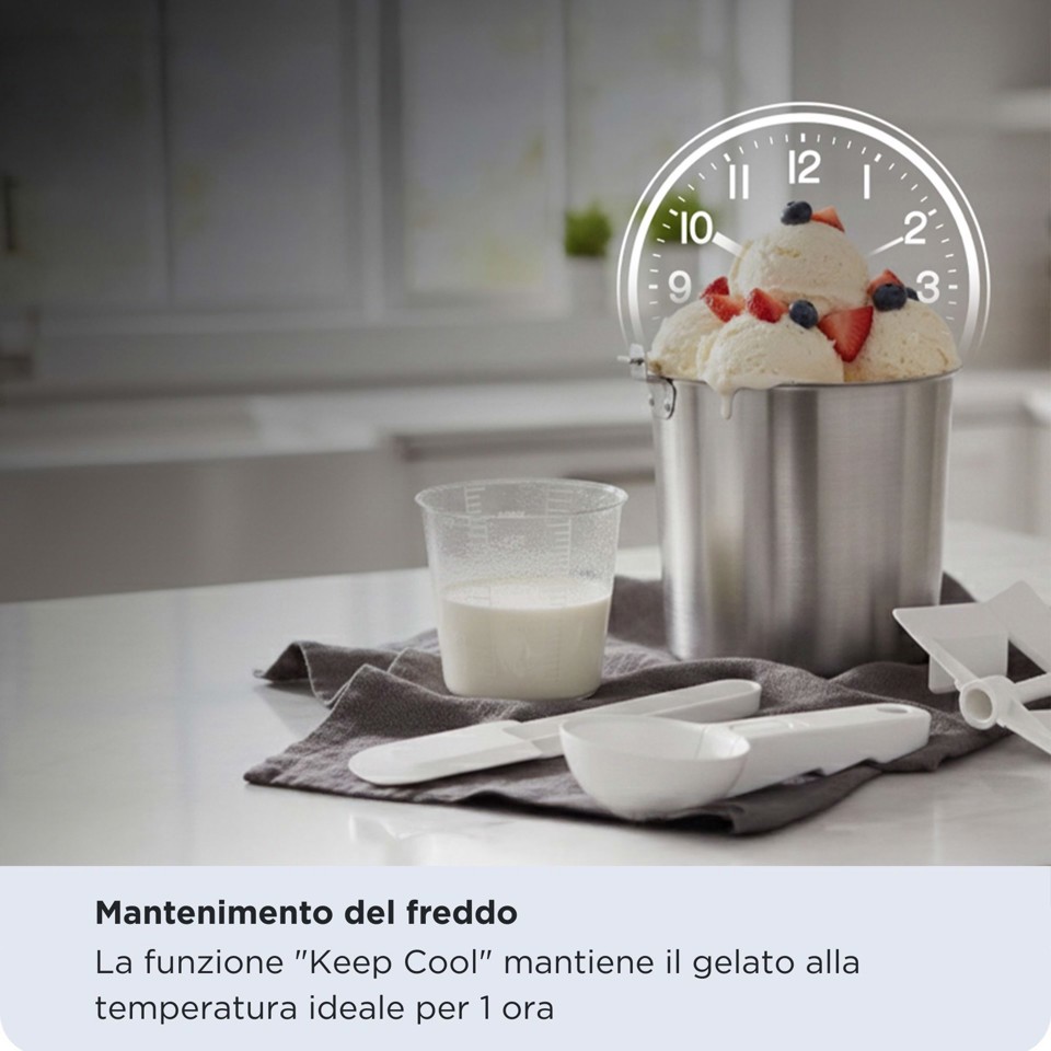Ariete 644 Gran Gelato 4in1, Gelatiera con compressore, Gelato, Yogurt, Sorbetto e Granita, 30-60 minuti, Funzione mantenimento del freddo