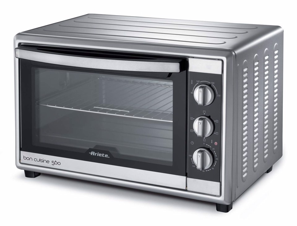 Ariete 945 Forno Elettrico ventilato con girarrosto 56 Litri - Bon Cuisine 560 - Temperatura max 230° - Luce interna - 2200 Watt - Argento