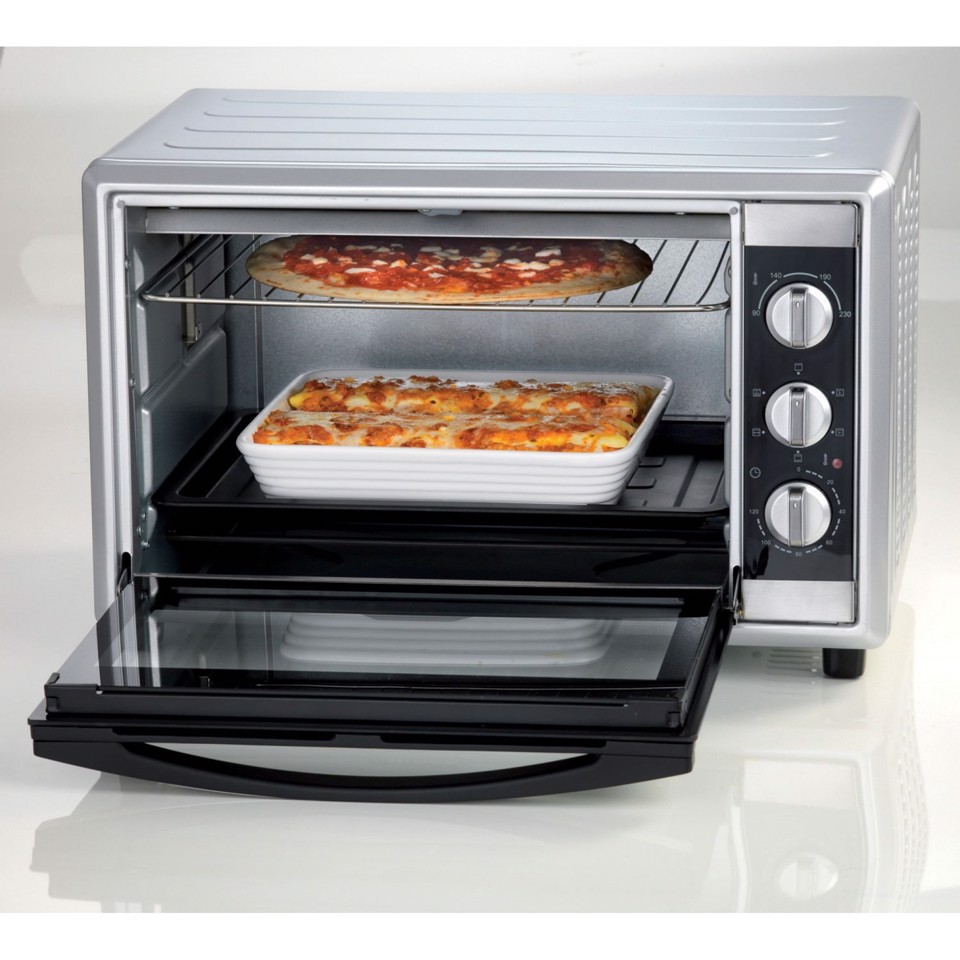 Ariete 945 Forno Elettrico ventilato con girarrosto 56 Litri - Bon Cuisine 560 - Temperatura max 230° - Luce interna - 2200 Watt - Argento