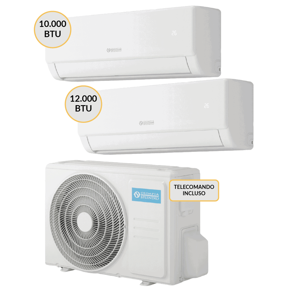 Olimpia Splendid Condizionatore DUAL split Inverter 1000+12000 btu Wi-Fi OSCAAMH14EI + OSSAAQH10EI + OSSAAQH12EI Climatizzatore Fisso