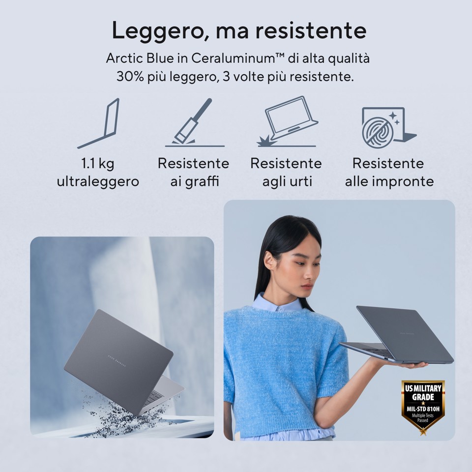 ASUS Zenbook 14 UX3480AA-U1006W Copilot+ PC Intel Core Ultra 7 355 Computer portatile 35,6 cm (14") WUXGA 16 GB LPDDR5x-SDRAM 512 GB SSD Wi-Fi 6E (802.11ax) Windows 11 Home Blu