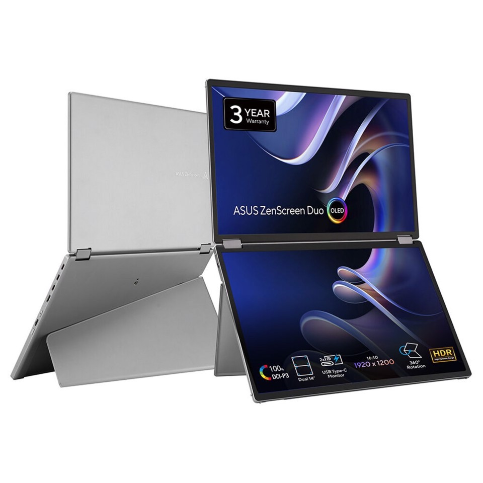 ASUS ZenScreen Duo OLED MQ149CD Monitor PC 35,6 cm (14") 1920 x 1200 Pixel WUXGA Argento