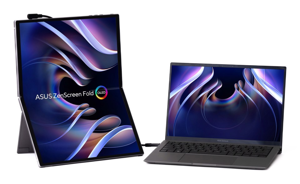 ASUS ZenScreen Fold OLED MQ17QH Monitor PC 43,9 cm (17.3") 2560 x 1920 Pixel Quad HD Argento