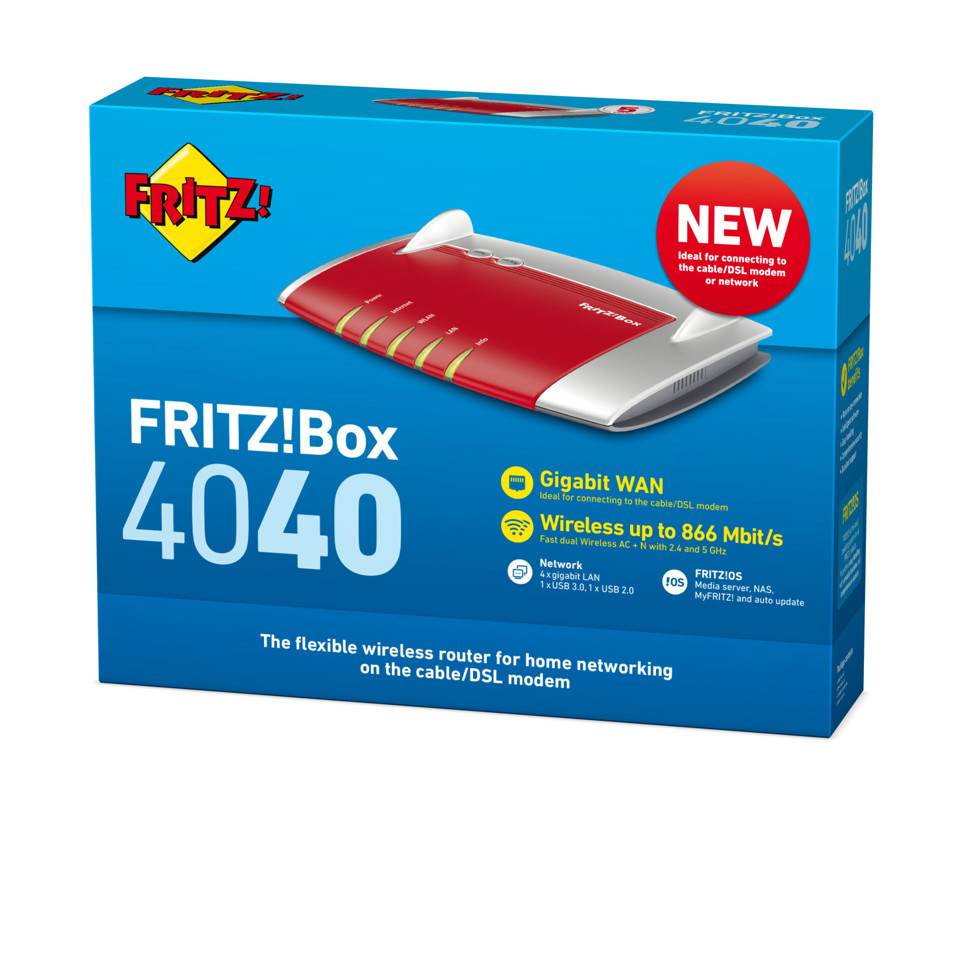 AVM FRITZ!Box 4040 International router wireless Gigabit Ethernet Dual-band (2.4 GHz/5 GHz) Rosso