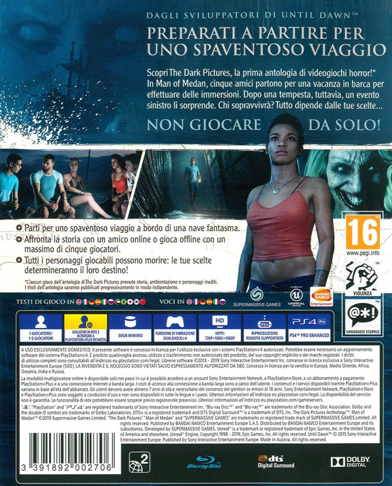 BANDAI NAMCO Entertainment The Dark Pictures Anthology: Man of Medan, PS4 Basic ITA PlayStation 4
