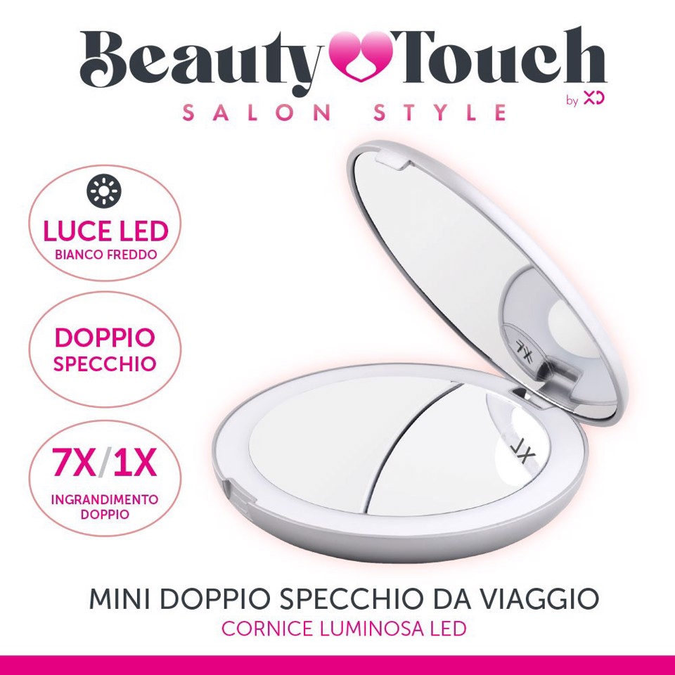 Beauty Touch Specchio luminoso da viaggio doppio specchio 7x/1x