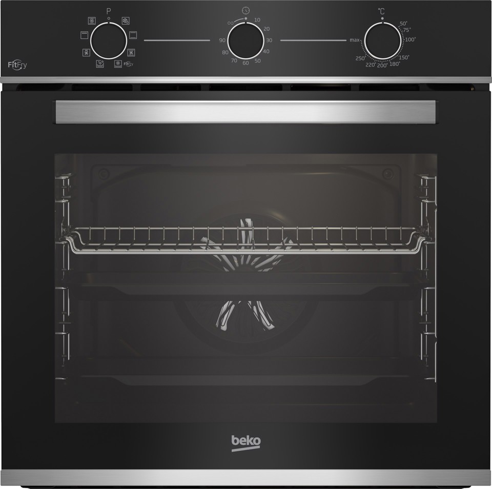 Beko b100 BBIMA13100X Forno multifunzione tre manopole con Air Fry in cristallo nero e inox