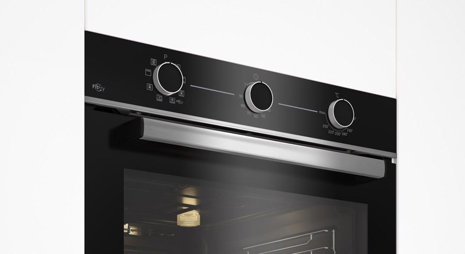 Beko b100 BBIMA13100X Forno multifunzione tre manopole con Air Fry in cristallo nero e inox