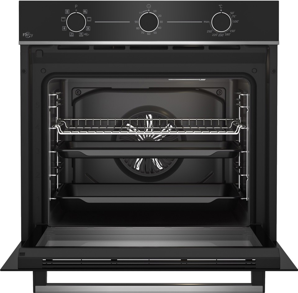 Beko b100 BBIMA13100X Forno multifunzione tre manopole con Air Fry in cristallo nero e inox