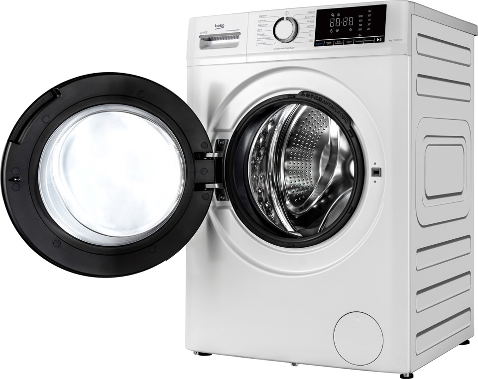 Beko b100 BMX8126DW 8kg classe A bianco, inverter 1200 giri, display XL, oblò bianco, vapore
