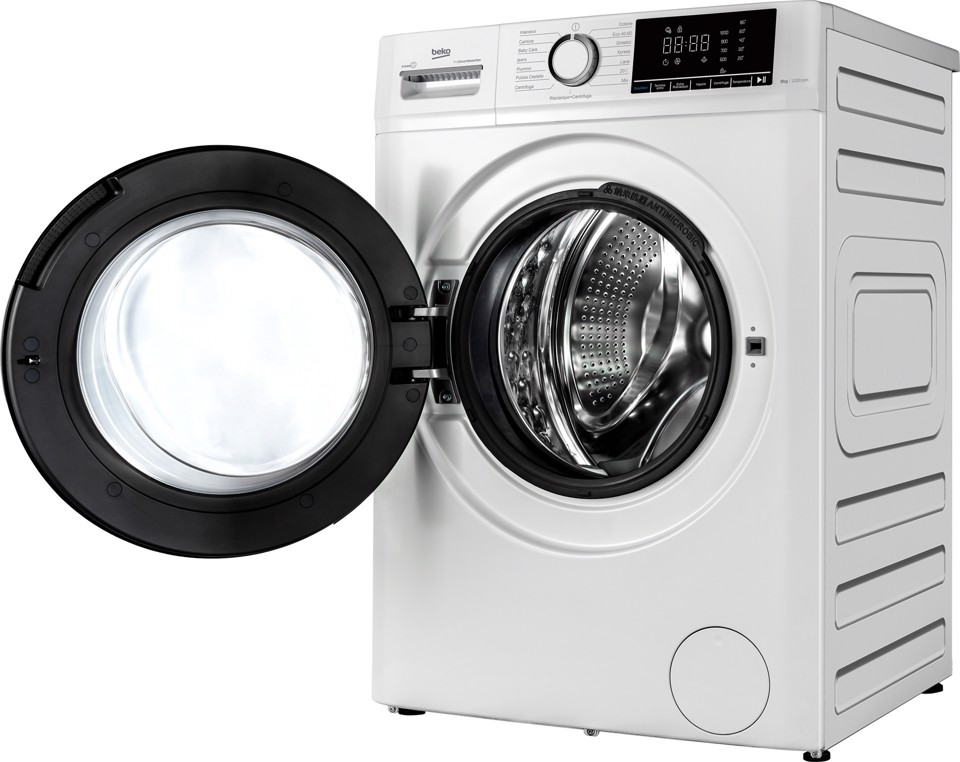 Beko b100 BMX8126DW 8kg classe A bianco, inverter 1200 giri, display XL, oblò bianco, vapore