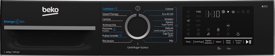 Beko b300 BMGWT41241B: Lavatrice EnergySpin 12kg, Classe A, 1400giri