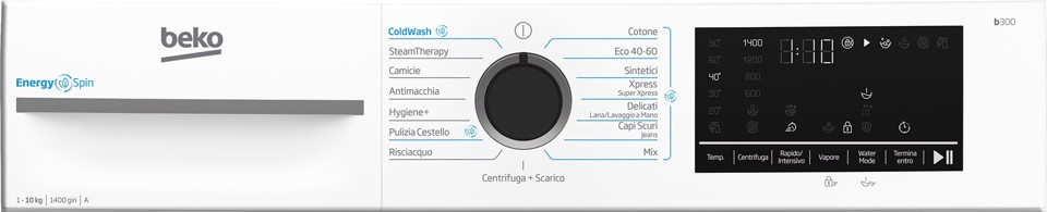 Beko b300 BMW10149DB: Lavatrice 10kg, classe A-30%, 1400giri,VApore