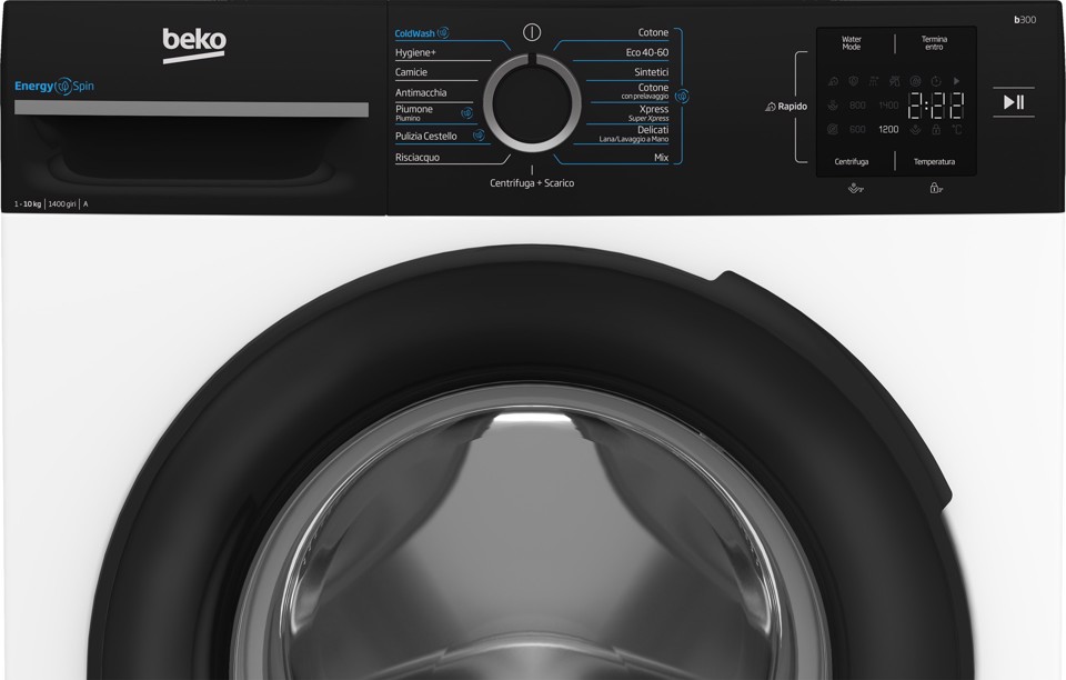 Beko b300 BMWG10147EB, Lavatrice 10kg, classe A-10%, 1400giri, Display Touch, tecnologia EnergySpin™, funzione a vapore