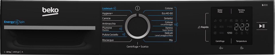 Beko b300 BMWG10147EB, Lavatrice 10kg, classe A-10%, 1400giri, Display Touch, tecnologia EnergySpin™, funzione a vapore