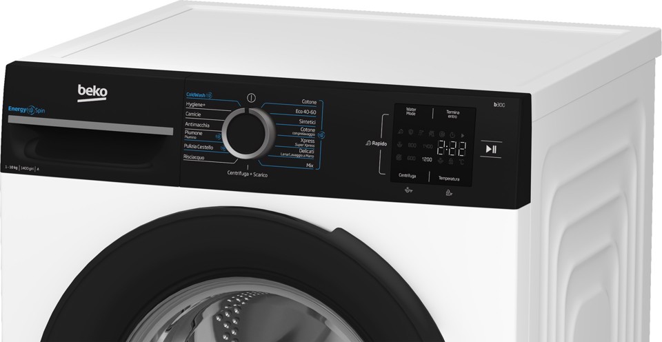 Beko b300 BMWG10147EB, Lavatrice 10kg, classe A-10%, 1400giri, Display Touch, tecnologia EnergySpin™, funzione a vapore