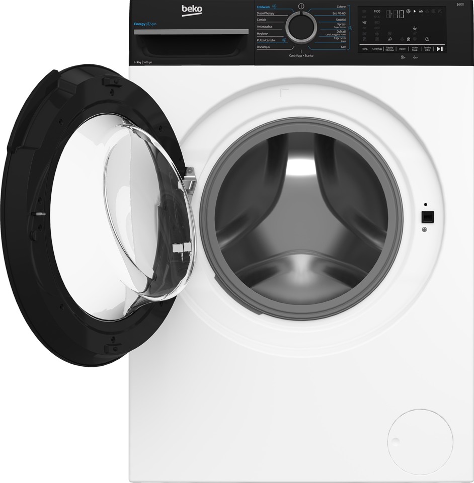 Beko b300 BMWG9149DB lavatrice Caricamento frontale 9 kg 1351 Giri/min Nero, Bianco
