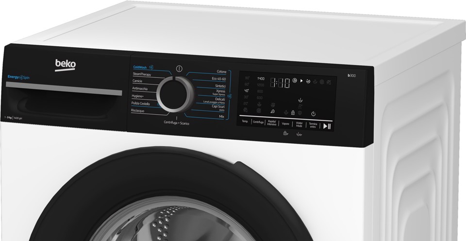 Beko b300 BMWG9149DB lavatrice Caricamento frontale 9 kg 1351 Giri/min Nero, Bianco