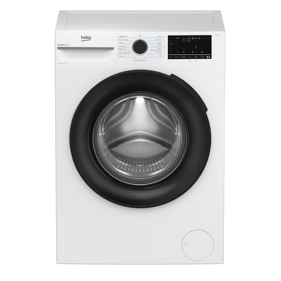 Beko b300 BMWT31241A: Lavatrice 12kg, Classe A, 1400giri, linea estetica NX, motore ProSmart Inverter, Display Touch, oblò nero, tecnologia EnergySpin™, tecnologia a vapore SteamCure™
