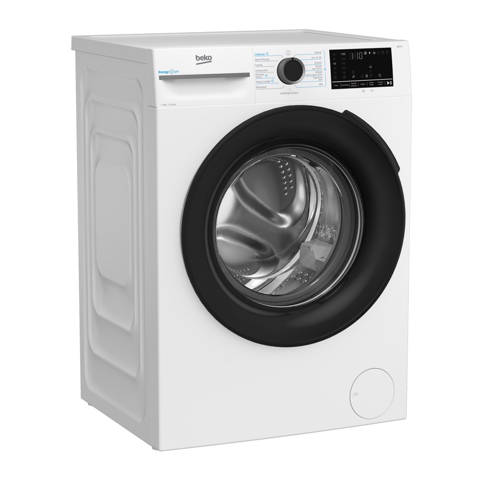 Beko b300 BMWT31241A: Lavatrice 12kg, Classe A, 1400giri, linea estetica NX, motore ProSmart Inverter, Display Touch, oblò nero, tecnologia EnergySpin™, tecnologia a vapore SteamCure™
