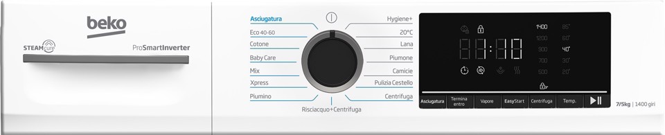 Beko BMDSC7545B: Lavasciuga Slim, 7+5kg, 1400giri, Classe D/A, funzione a vapore