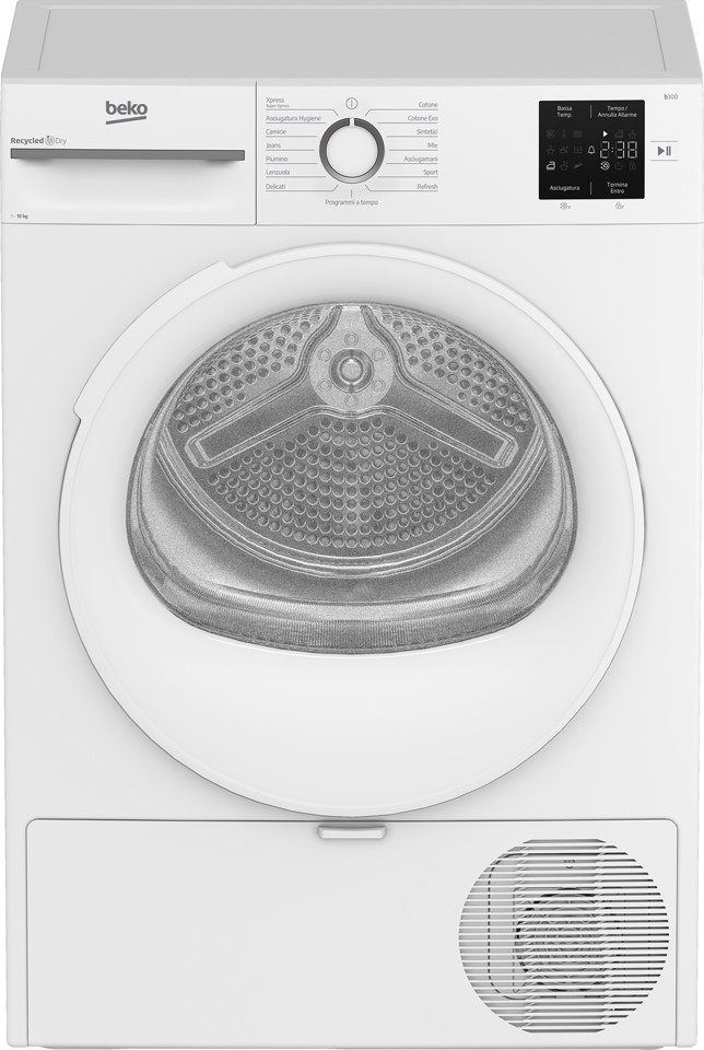Beko BMT103EW 10kg, classe D, linea estetica NX, display touch, colore bianco, oblò bianco