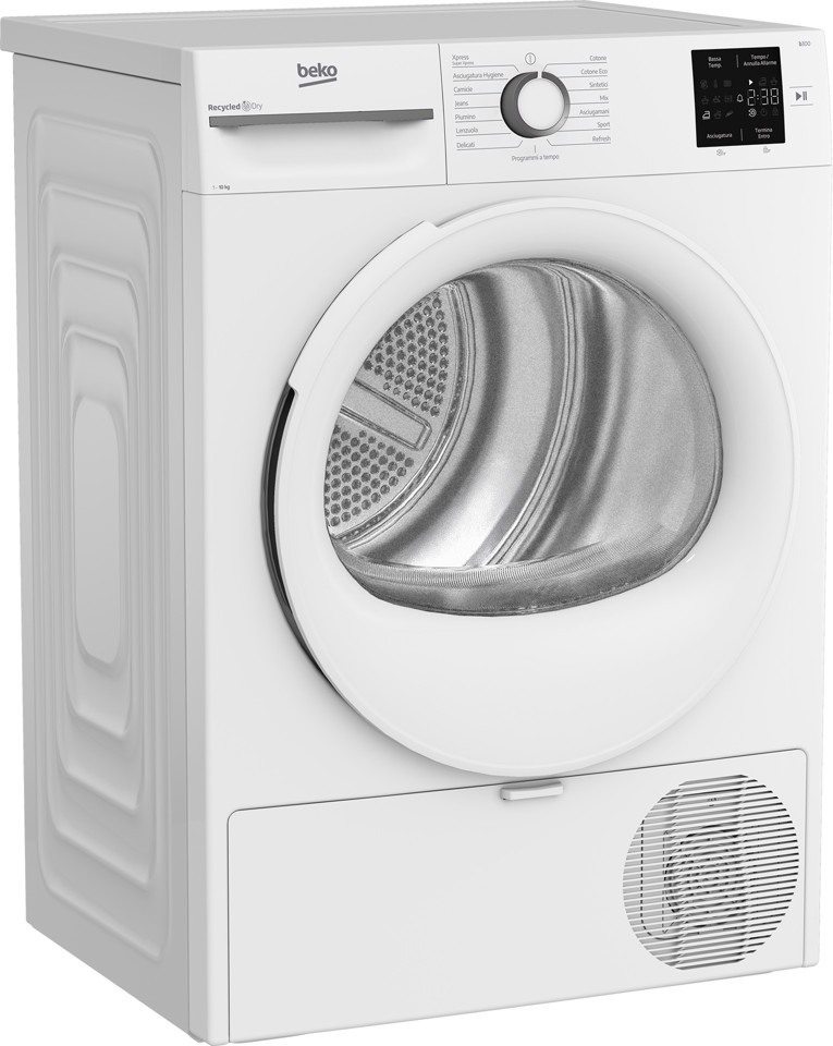 Beko BMT103EW 10kg, classe D, linea estetica NX, display touch, colore bianco, oblò bianco