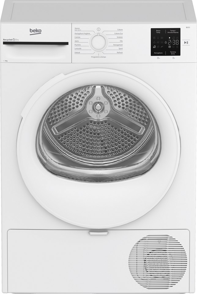Beko BMT83EW Slim 8kg, Classe D, Linea Estetica NX, motore asincrono, Display digitale, colore Bianco, oblò Bianco