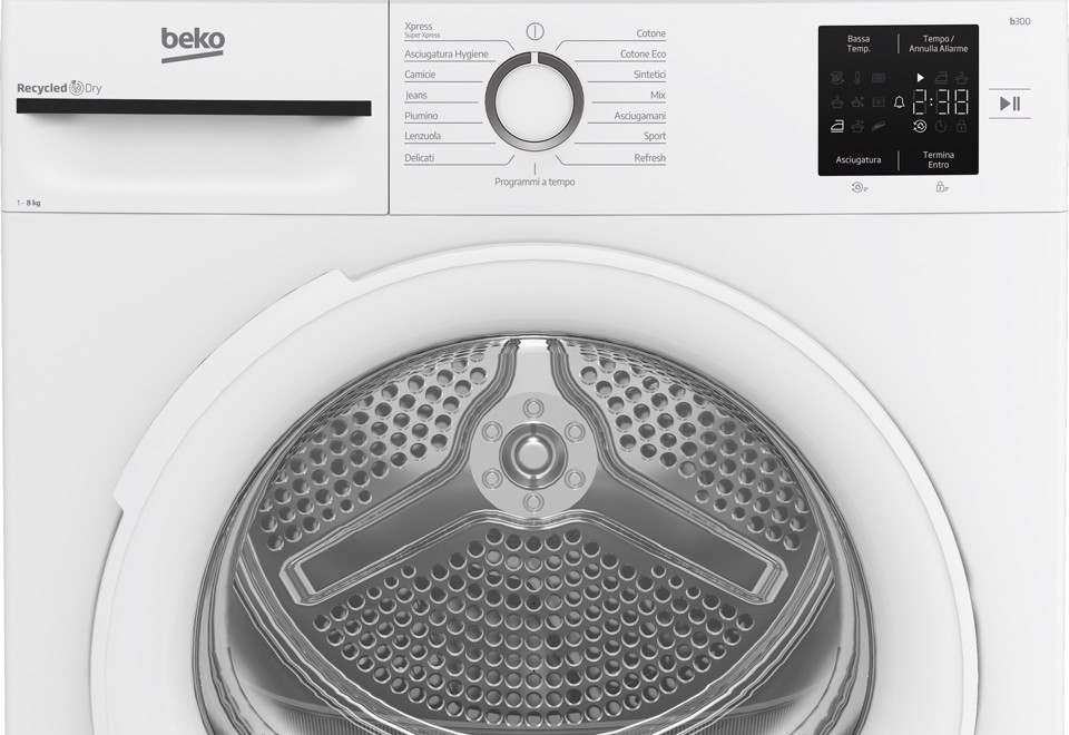 Beko BMT83EW Slim 8kg, Classe D, Linea Estetica NX, motore asincrono, Display digitale, colore Bianco, oblò Bianco
