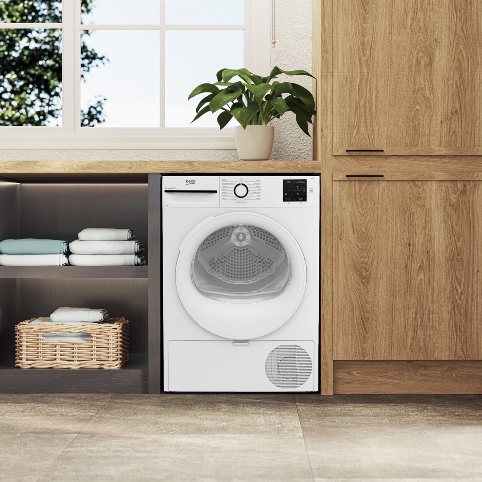 Beko BMT93EW Asciugatrice 9kg, Classe D, Linea Estetica NX, motore asincrono, Display digitale, colore Bianco, oblò Bianco