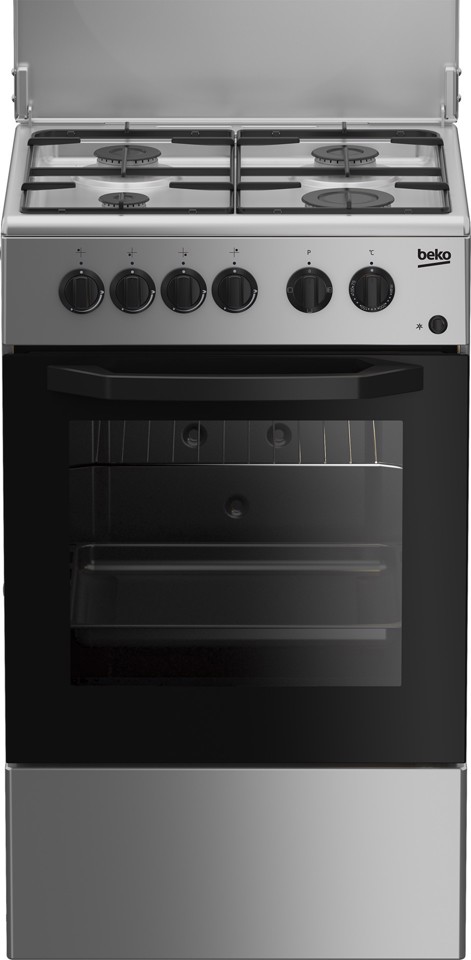 Beko CSS42014FS cucina A Elettrico Gas Nero, Argento