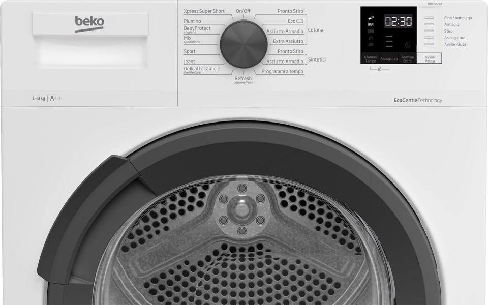 Beko DRXS827A: Asciugatrice Slim, 8 kg, a Pompa di Calore