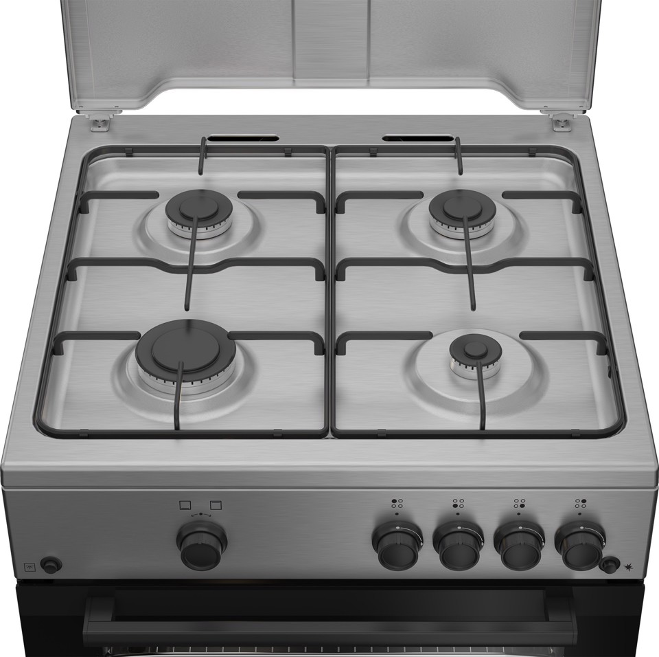 Beko FBG62010DX cucina a libera installazione inox, 60x60cm, piano gas, forno a gas, grill a gas, 64Lt, Сlasse A