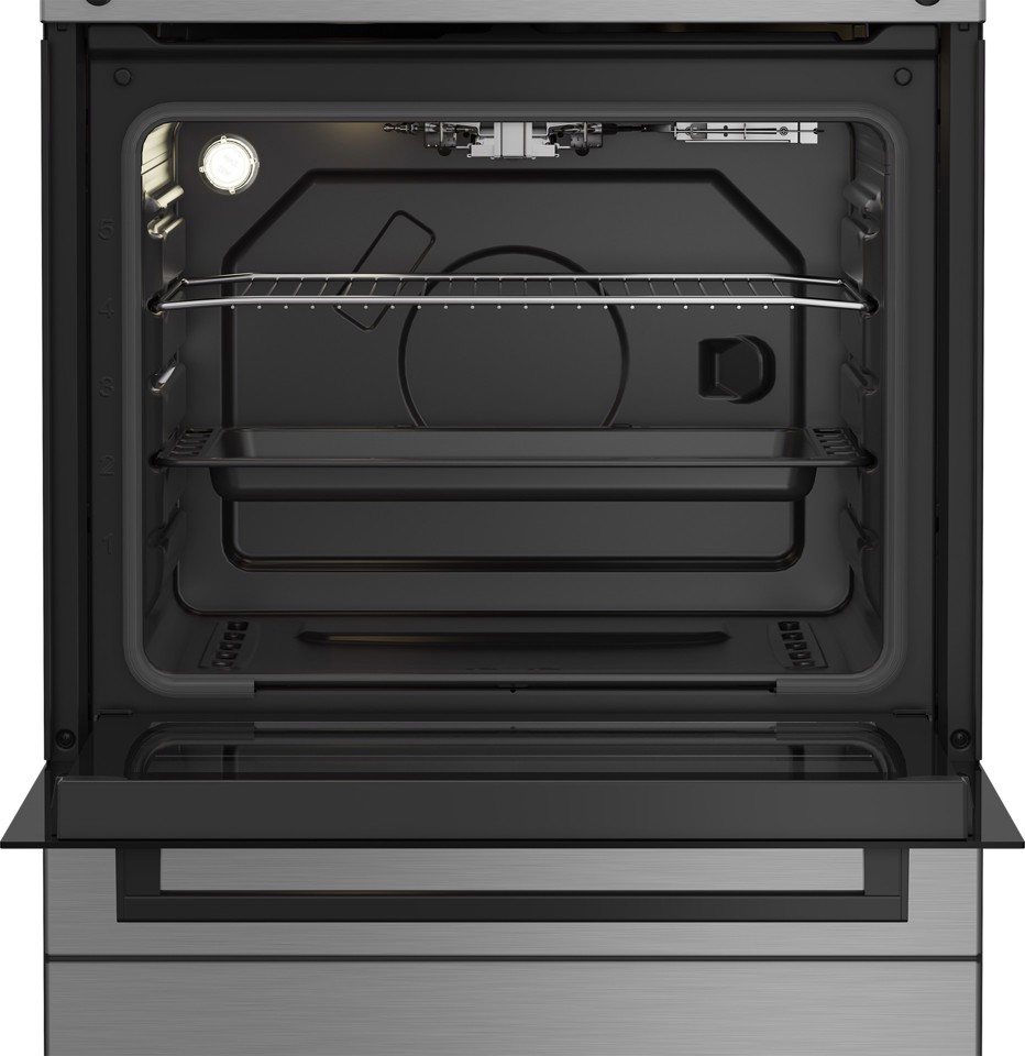 Beko FBG62010DX cucina a libera installazione inox, 60x60cm, piano gas, forno a gas, grill a gas, 64Lt, Сlasse A