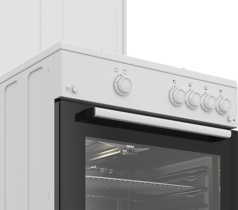 Beko Forno a Gas,coperchio in metallo, ventilazione tangenziale, Classe A, Bianco